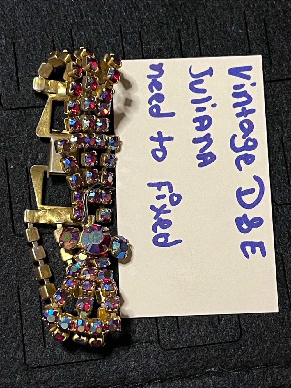 Antique Gold Bracelet with Iridescent Purple and Pink Stones